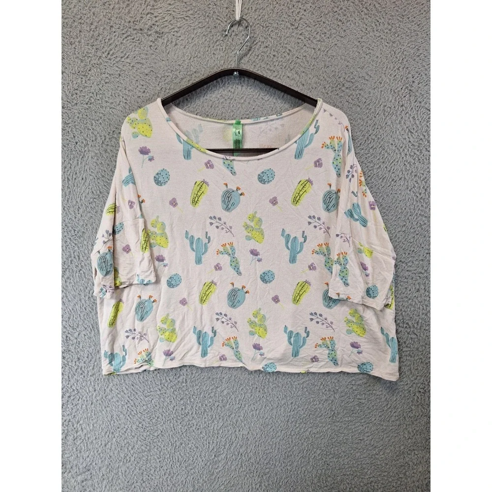 Honeydew Intimates 2 Piece Crop Top &‎ Shorts Womens L Multi Cactus Print Pajama
